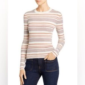 Frame Cream and Brown Striped Ribbed Top